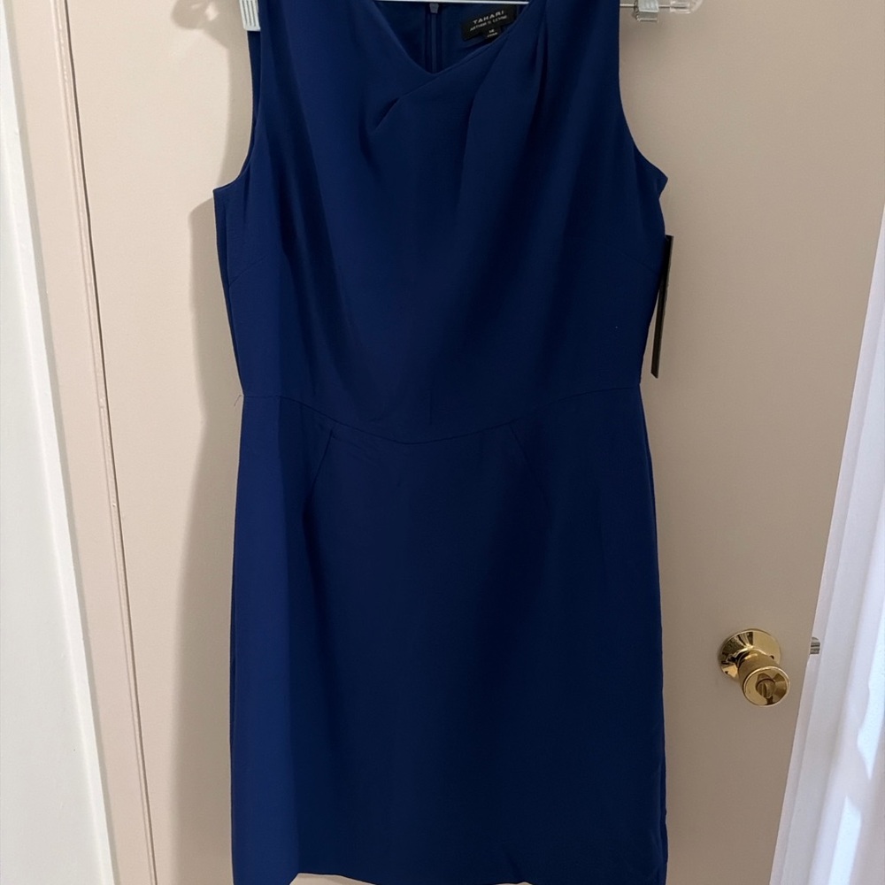 Tahari ASL Royal Blue Sleeveless Sheath Dress